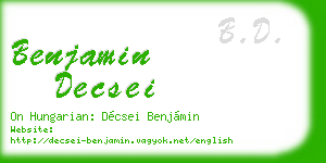 benjamin decsei business card