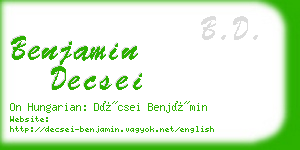 benjamin decsei business card